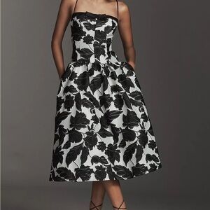 Anthropologie Maeve Sleeveless Jacquard Drop-Waist Midi Dress